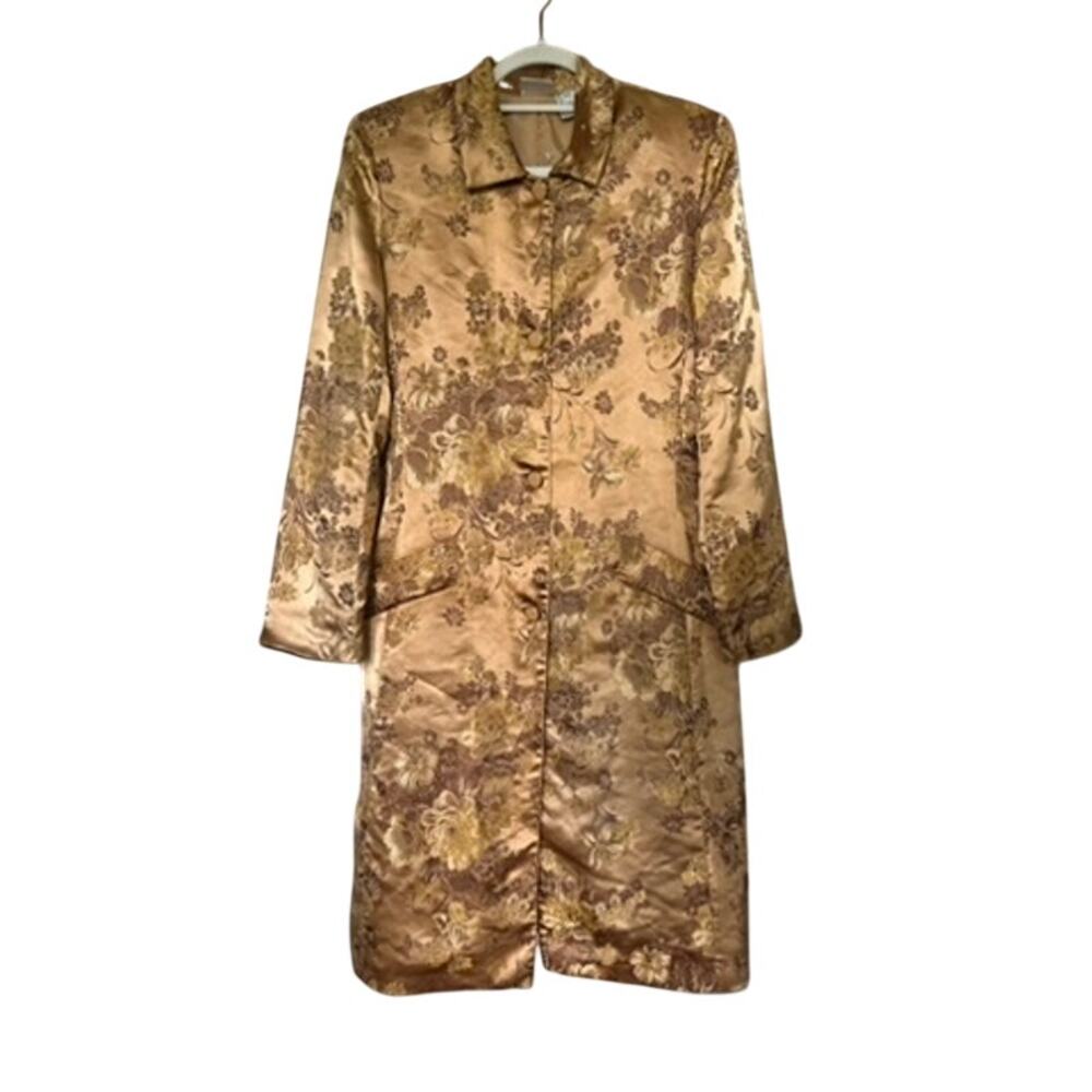 Vintage 90s Newport News Brocade Floral Jacquard Jacket Dress Womens Size 10